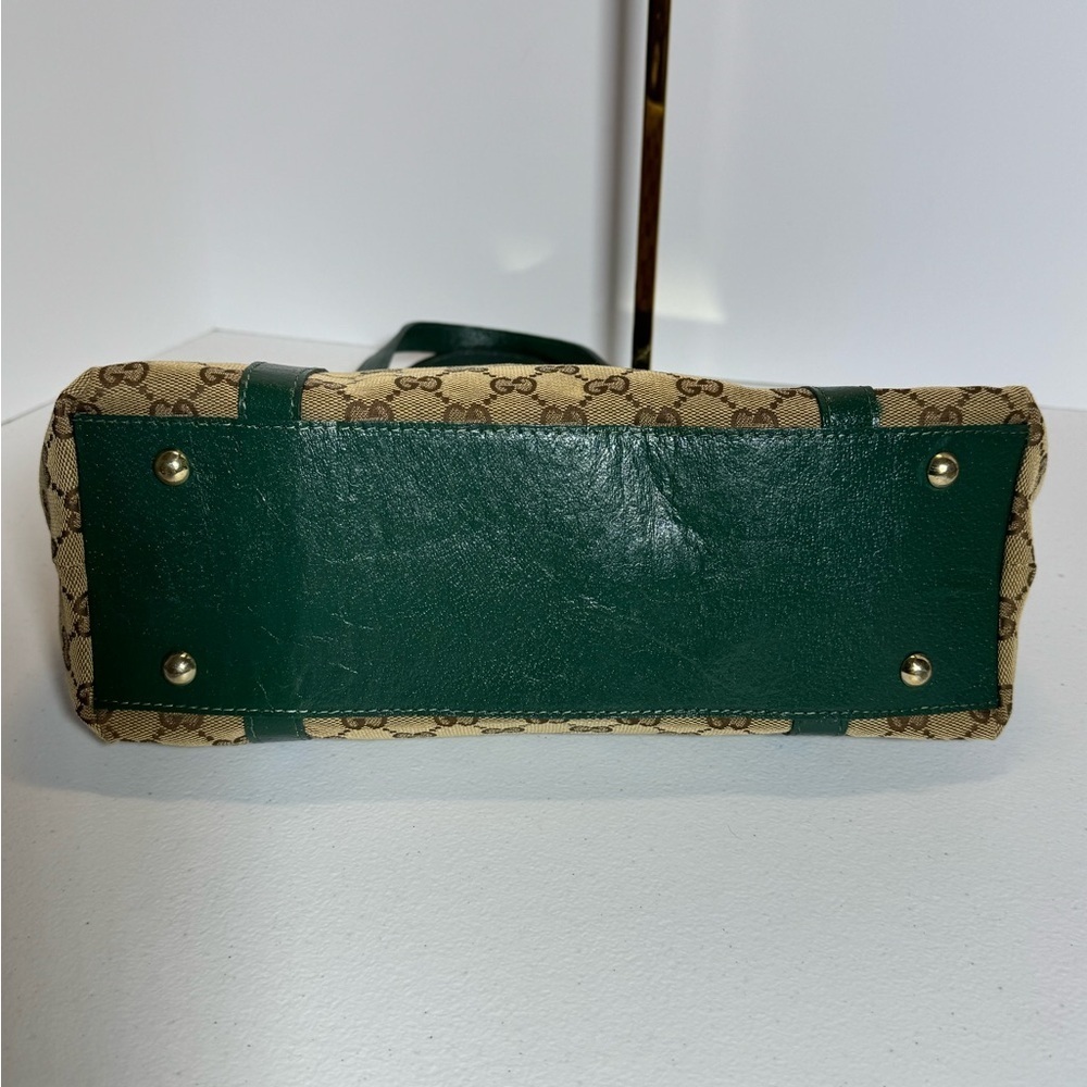 Gucci Brown and Green GG Monogram Tote - Picture 8 of 16